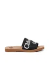Chloé Woody Flat Logo Ribbon Slide Sandals