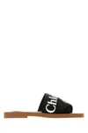 Chloé Woody Black Sabot With Contrasting Logo In Canvas In Black