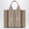 Chloé Small Woody Linen Tote Bag In Pink