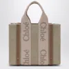 Chloé Woody Blushy/beige Canvas Bag Women In Pink