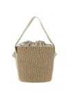 Chloé Woven Raffia Bucket Bag With Removable Strap In Gold Color