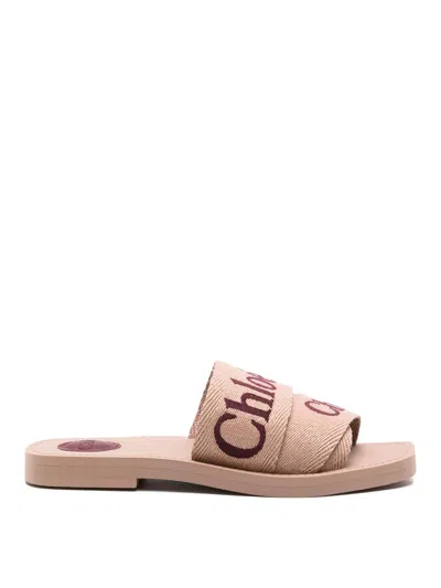 Chloé Woody Flat Flat In Nude & Neutrals