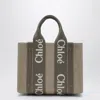 Chloé Woody Grey Canvas Bag Women In Gray
