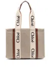 Chloé Structured Tote Bag With Leather And Linen Blend