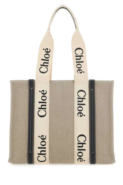 CHLOÉ CHLOÉ WOODY CANVAS MEDIUM TOTE