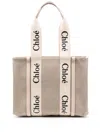 Chloé Woody Canvas Medium Tote In White