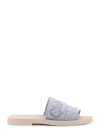 Chloé Womens Chloe Woody Logo-embroidered Linen Mules