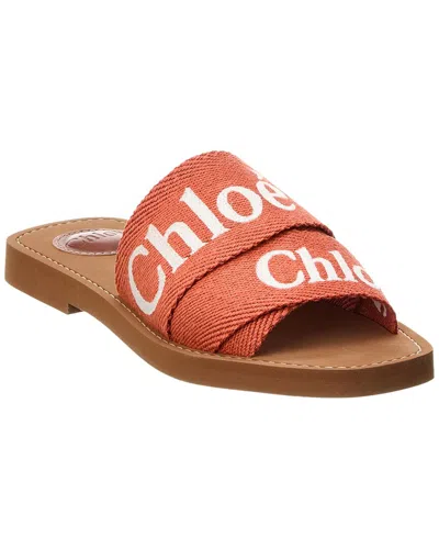 Chloé Woody Logo-embroidered Flat Mules In Tawny
