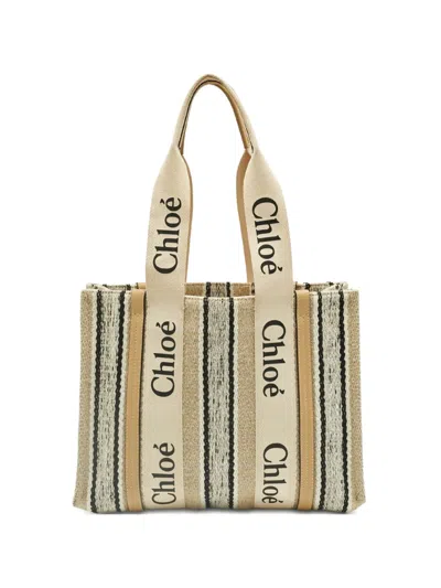 Pre-owned Chloé Woody Canvas Tote Bag