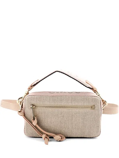 Pre-owned Chloé Woody Convertible Canvas With Leather Belt Bag In Neutral