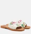 Chloé Mini Ribbons Embroidered Citrus Motif Sandals In White