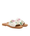 Chloé Mini Ribbons Embroidered Citrus Motif Sandals In White