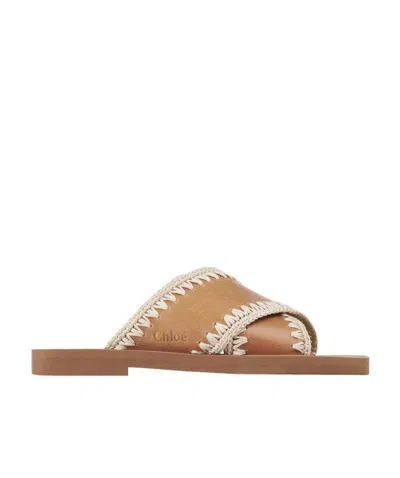 Chloé Woody Flat Bottom Flip-flops In Nude
