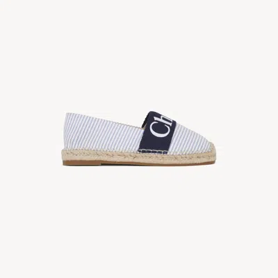 Chloé Espadrilles Plates Woody Femme Bleu Taille 34 100% Coton In Blue