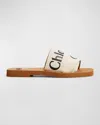 Chloé Woody Flat Logo Ribbon Slide Sandals In White