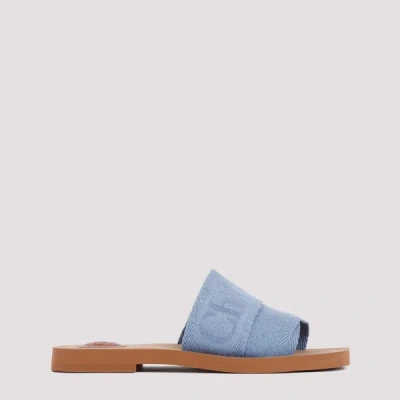 Chloé Woody Flat Mules 36 In E Washed Blue