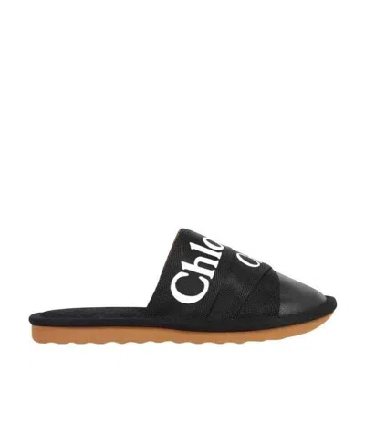 Chloé Woody Flat Mules In Black