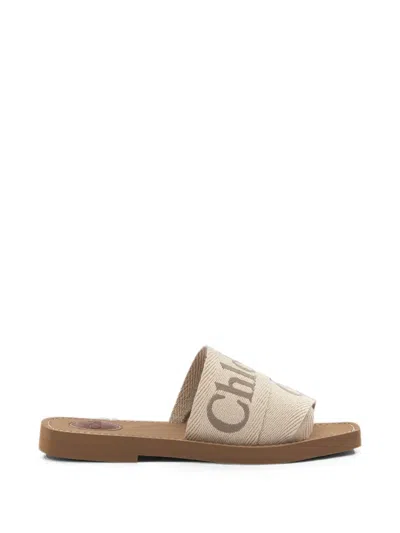 Chloé Woody Flat Mules In Neutral