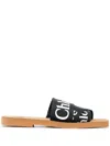 Chloé Woody Flat Logo Ribbon Slide Sandals