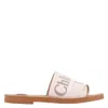Chloé X High Summer Woody Embroidered Logo Flat Sandals In Multi