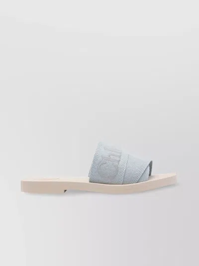 CHLOÉ WOODY FLAT SANDALS PEARL DETAIL