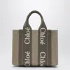 Chloé Woody Grey Canvas Bag Women In Gray