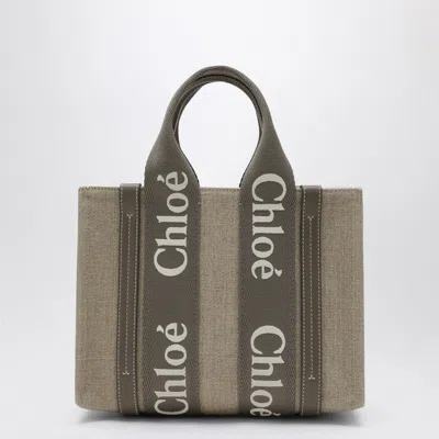 CHLOÉ CHLOÉ WOODY GREY CANVAS BAG