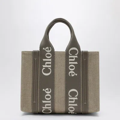 Chloé Woody Grey Canvas Bag In Gray