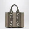 Chloé Woody Grey Canvas Bag Women In Gray