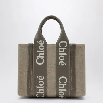Chloé Woody Grey Canvas Bag Women In Gray