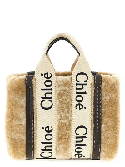 CHLOÉ WOODY HAND BAGS BEIGE