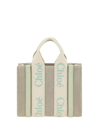 Chloé Woody Handbag In Light Eucalyptus