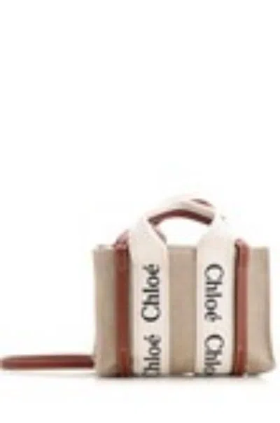 Chloé Woody Handbags Beige