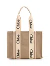 Chloé Chloe Women Multicolor Canvas Medium Woody Shopping Bag In Brown