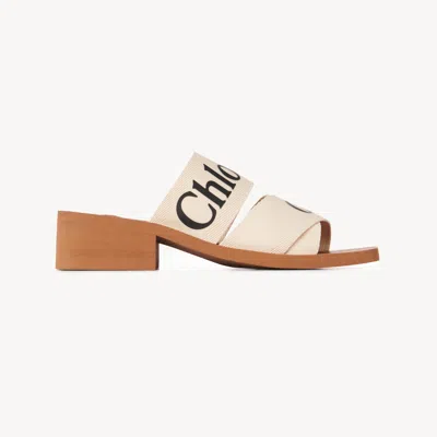 Chloé Woody Heeled Mule In Neutral