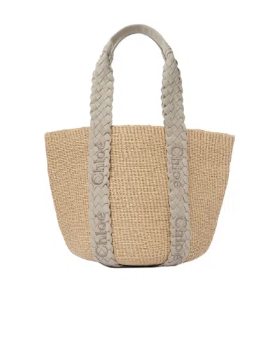 Chloé Woody Large Basket Handbag In Nude | ModeSens