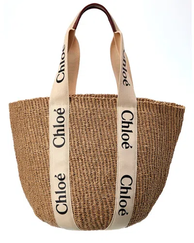 Chloé Woody Large Basket Tote In White