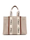Chloé Chloe Women Two-tone Canvas Large Woody Shopping Bag In Neutral