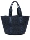 CHLOÉ WOODY LARGE DENIM TOTE