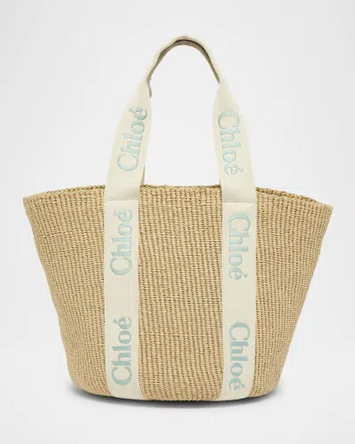 Chloé Woody Large Mifuko Basket Bag With Logo Webbing