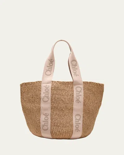 Chloé Woody Large Mifuko Basket Bag With Logo Webbing