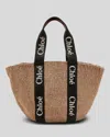 Chloé Woody Large Mifuko Basket Bag With Logo Webbing In Blackbeige1
