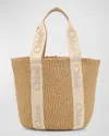 Chloé Woody Large Mifuko Basket Bag With Logo Webbing In Wild Grey