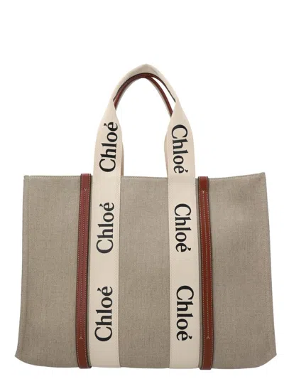 Chloé 'woody' Large Shopping Bag In 90u