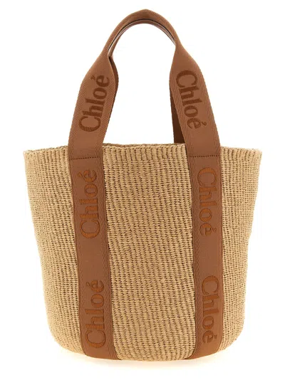 Chloé Woody Large Shopping Bag In Brown