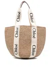 Chloé Woody Large Straw Basket Bag In Neutral