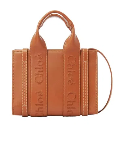 Chloé Woody Leather Mini Bag In Brown