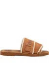 Chloé Chloè Woody Leather Slides In Brown