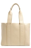 Chloé Logo Embossed Open Top Tote Bag In 24q Sweet Beige