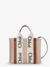 Chloé Woody Linen And Leather Tote Bag In Sand